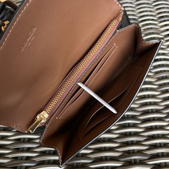 Coach Kleo Wallet C6897 Blocked Signature Canvas In Khaki Brown Multi NWT - Picture 14 of 14